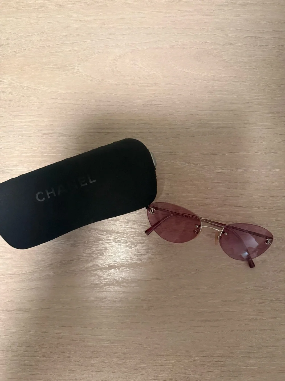 Vintage Chanel Y2K Pink Rimless Sunglasses